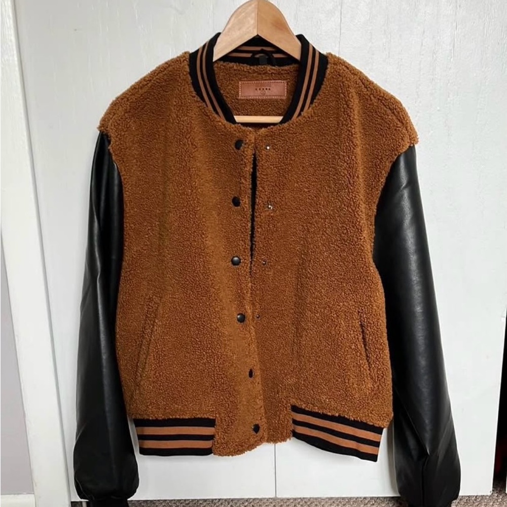 Blank NYC Tan and Black Bomber Jacket